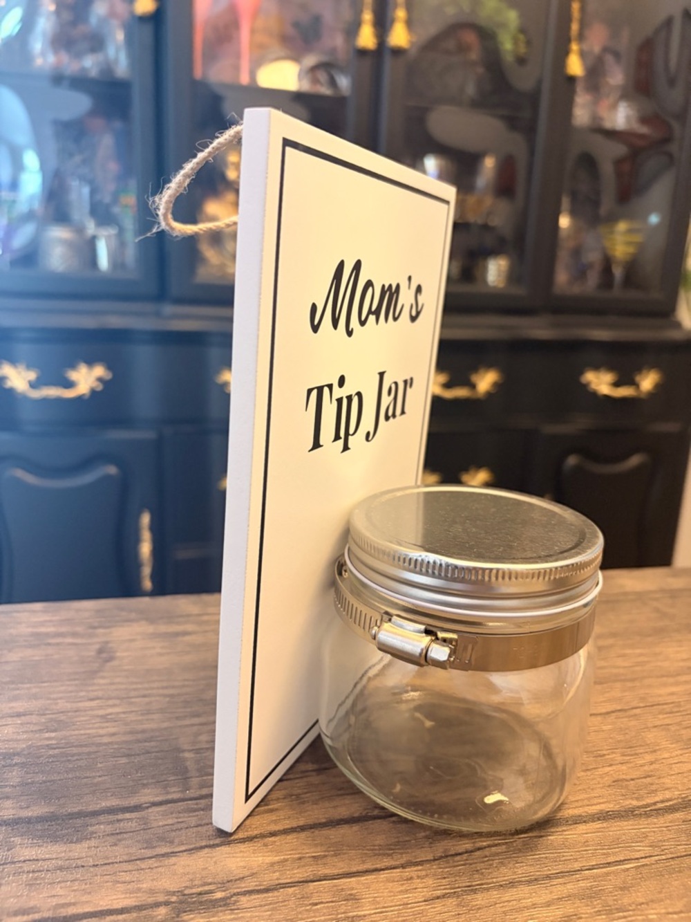 "Mom's Tip Jar" Hanging glass Jar - Picture 5 of 10